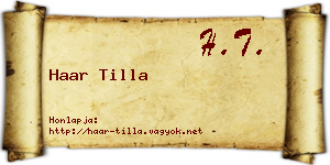 Haar Tilla névjegykártya